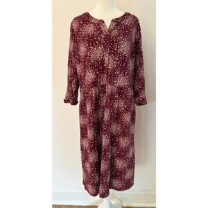 BODEN Long Sleeve Henley Patterned Floral Burst Cotton Shift Dress Size 10L